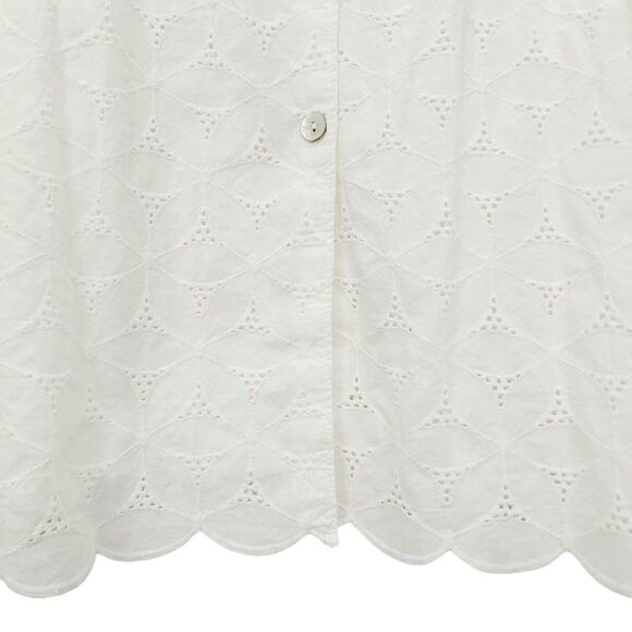 Susan Graver Style Tunic Shirt Womens 1X White Eyelet Embroidered 3/4 Sleeve - Picture 4 of 8